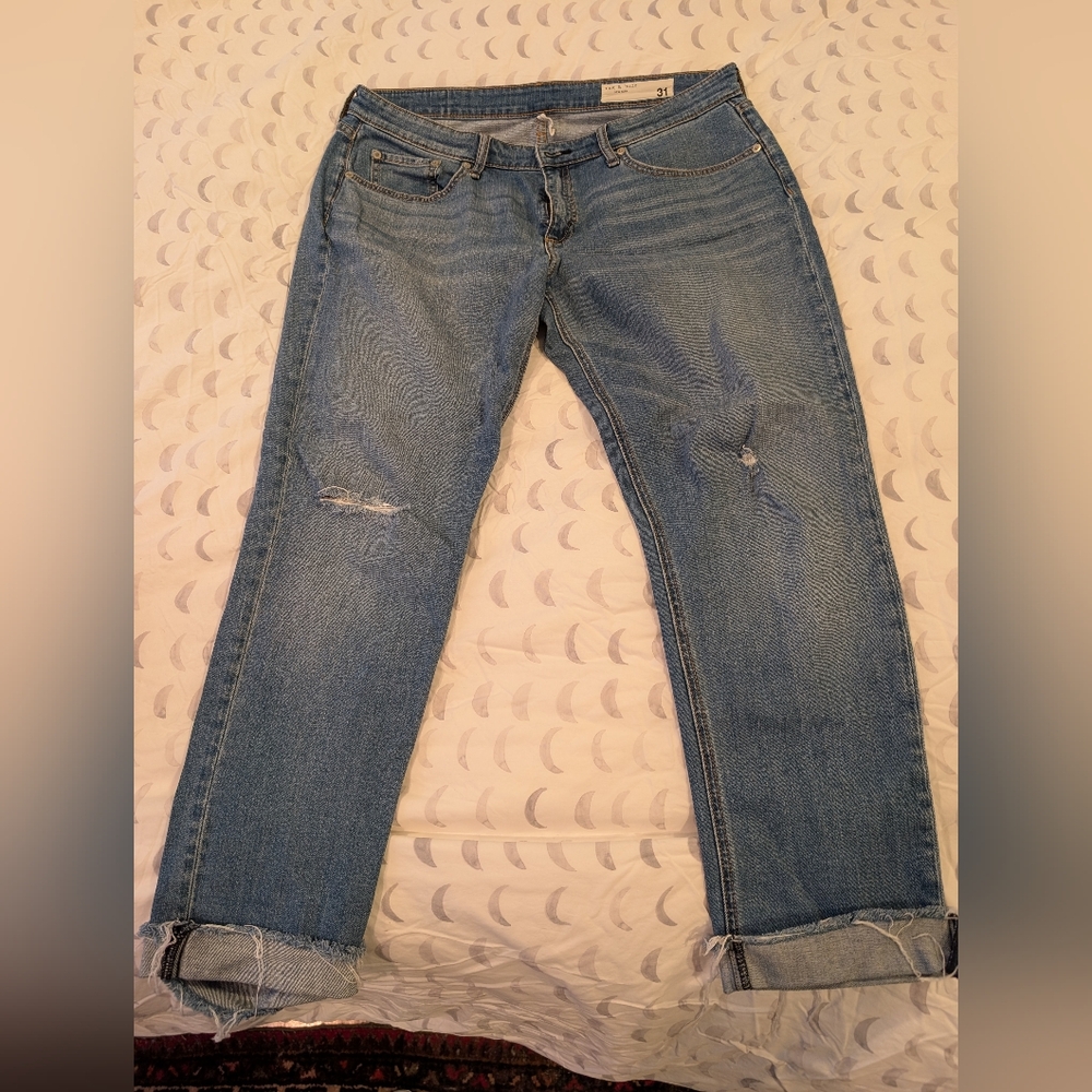 rag & bone Size 31 Distressed Slim Boyfriend Jeans
